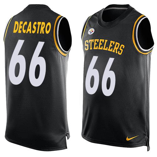  Steelers #66 David DeCastro Black Team Color Men's Stitched NFL Limited Tank Top Jersey